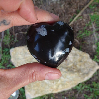 Snowflake Obsidian puffy heart