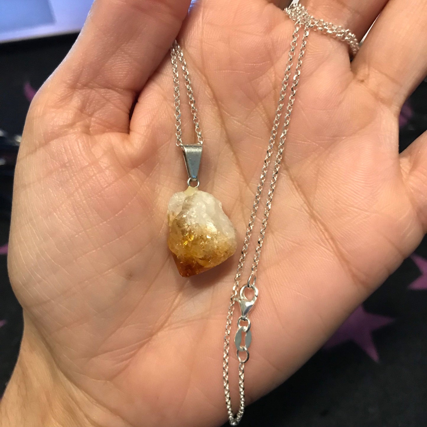 Raw polished Citrine point necklace